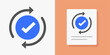 © vladwel - Update transaction icon vector, rotating check mark tick as automatic pay graphic illustration set flat cartoon, sync verification spin cycle logo image clip art