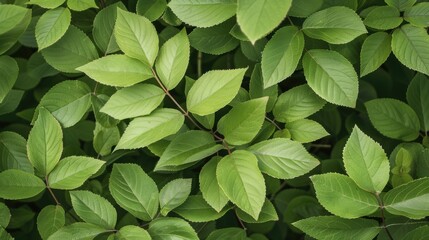 Wall Mural - lush green leaves creating natural pattern background in tropical environment