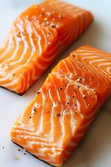 Two pieces of raw salmon fillet