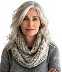 Poster - [Transparent Background PNG]portrait of a beautiful middle aged woman with gray hair