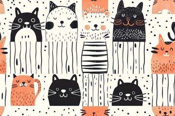 Sticker - Cute Cat Pattern for Fabric and Paper