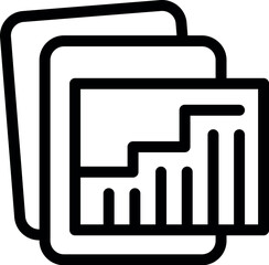 Poster - Minimalist icon of multiple windows showing a growing bar chart, perfect for representing concepts like data analysis and market growth