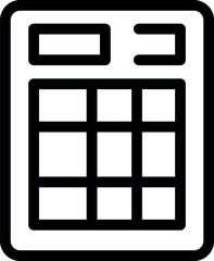 Poster - Black outline icon of an electronic calculator showing calculating operation