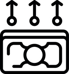 Poster - line art icon of money increasing in value with three arrows pointing up