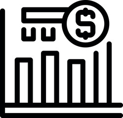 Poster - Magnifying glass is focusing on a dollar sign over a bar chart, symbolizing financial analysis and business growth