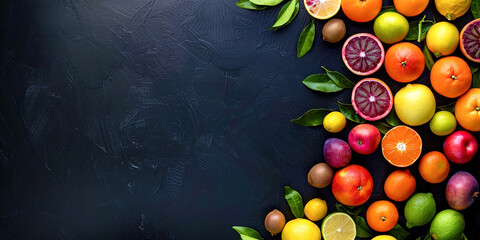 Canvas Print - Citrus on a black background