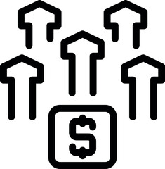 Poster - Money growth concept with dollar sign increasing upward with up arrows