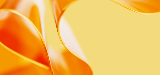 Poster - macro of orange transparent glass curved stripe with extreme depth of field. place for text. modern 