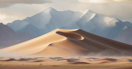 Wall Mural - Desert landscape with mountains in the background