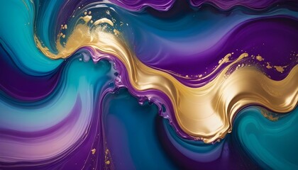 Abstract swirling image of blue, purple, and gold colors with a fluid, flowing effect.