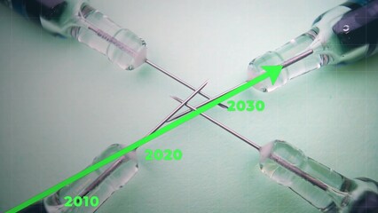 Timeline of Pharmaceutical Healthcare Innovations and Progress Evolution during decades. 3D graphic