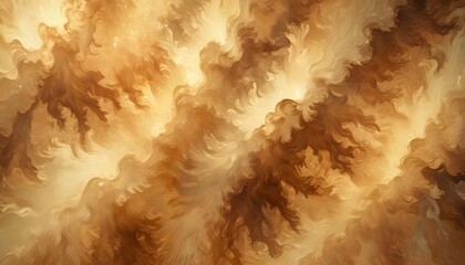 Abstract, golden, swirling clouds resembling a celestial landscape or a cosmic nebula.