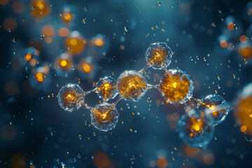 Poster - a detailed illustration of a complex molecule, emphasizing scientific discovery. concept of chemistr