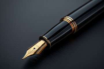 Poster - A sleek fountain pen with an elegant design. Concept of writing and sophistication. Generative Ai.