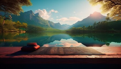 calm lake meditation mat