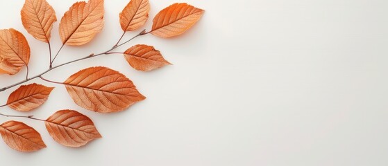 Wall Mural - A leafy branch with a white background