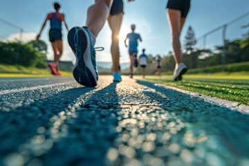 Professional Racewalking Team Training on Modern Track Field Focusing on Coordination and Teamwork