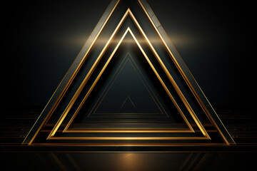 Poster - abstract golden lines etched on a black background, creating a luxurious frame design with geometric