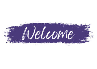 Wall Mural - welcome leeters clipart with dark blue brush strokes