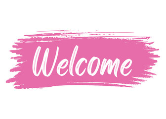 Sticker - welcome clipart with pink brush strokes