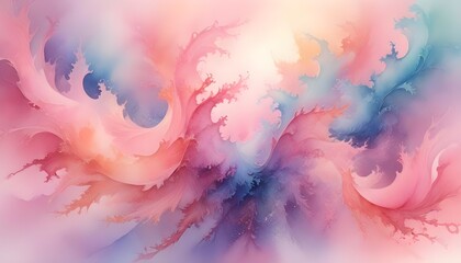 Wall Mural - Abstract, swirling, organic shapes in shades of pink and blue, resembling clouds or smoke with a dreamlike, ethereal quality.