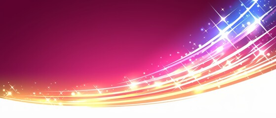 Poster - Colorful sparkling abstract background with gradient hues. Features light streaks and star elements on a gradient backdrop. Concept of festivity and celebration