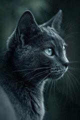 Canvas Print - Portrait of a Russian blue cat