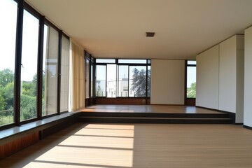 Wall Mural - interior modern house, empty room with window, parquet floor