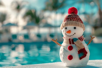 Escape the winter blues and head to a tropical paradise for a festive vacation. Enjoy relaxing by the pool under the sunny sky, creating a cozy holiday atmosphere in a bright setting