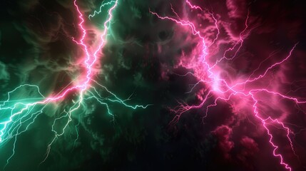 Poster - A picture of two lightning bolts in the sky, against a blue background