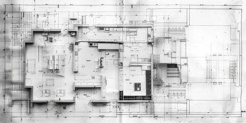 Aufkleber - A simple black and white drawing of a building's interior, showing the layout of rooms and corridors