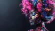 © Suleyman - Colorful body paint in pink and black adorn the model's body. Her face is adorned with intricate artwork, while her colorful hair creates a striking afro look.