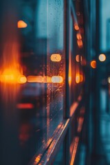 Poster - A blurry image of a city street at night with bright lights and traffic