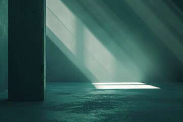 Aufkleber - A dark room with sunlight streaming in through the window
