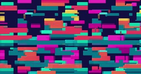 Poster - Retro abstract brick animation, loop background. Colorful pattern loop. Vector Pixel art 8 bit	
