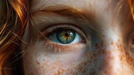 Poster - Close-up shot of a child's eye featuring freckles