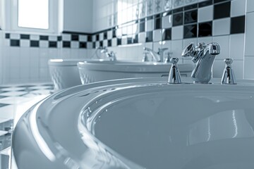 Wall Mural - Bathroom interior with sink and faucet.