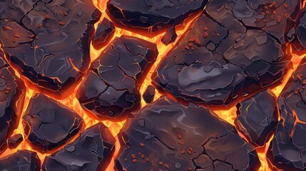 Poster - A close-up shot of a pile of rocks ablaze, with flames licking at the stones