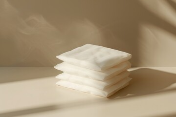 Poster - A stack of clean white cloths rests on a countertop, ready for use