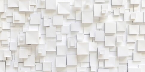 Poster - White cube boxes faded out in a random pattern on a background wallpaper banner with copy space
