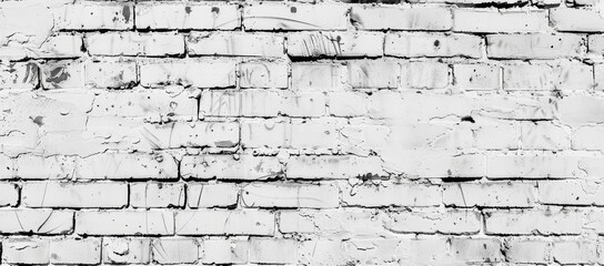 Poster - A wide panorama picture with abstract white brick wall texture for a web banner design.
