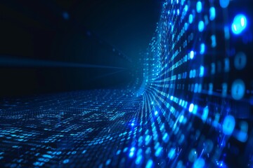 Aufkleber - Background of digital binary data on a computer screen in blue