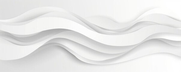 Poster - decorative white geometric abstract background with waves design overlay layer. minimalist modern gr