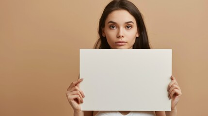Poster - A woman holds a blank sign in front of her face, conveying anonymity and secrecy