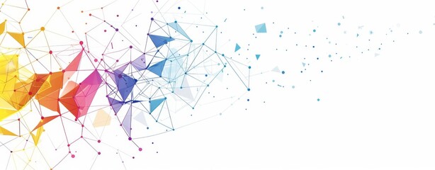 Fototapete - An illustration with a futuristic plexus effect on a wireframe background.