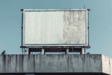 Poster - A billboard mounted on top of a concrete building, providing advertising space and visibility