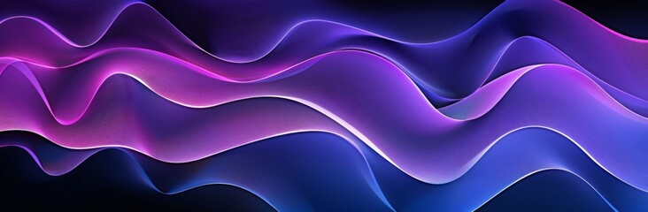 Wall Mural - The horizontal banner features steel blue, very dark blue and cadet blue colors with dynamic curves and fluid flow.