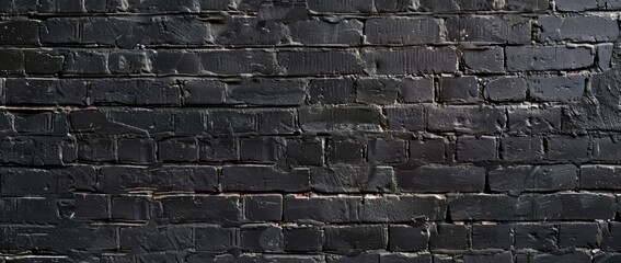 Poster - As a background or wallpaper, this is the texture of a black painted brick wall