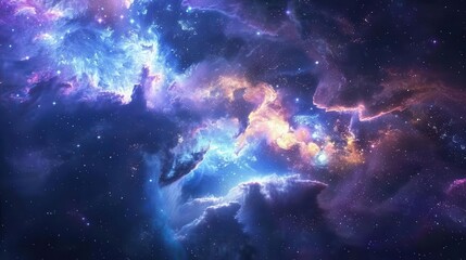 mesmerizing deep space scene with swirling galaxies and nebulae rich blues and purples twinkling sta