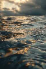 Poster - A still body of water with cloudy sky in the background, suitable for use as a serene visual element